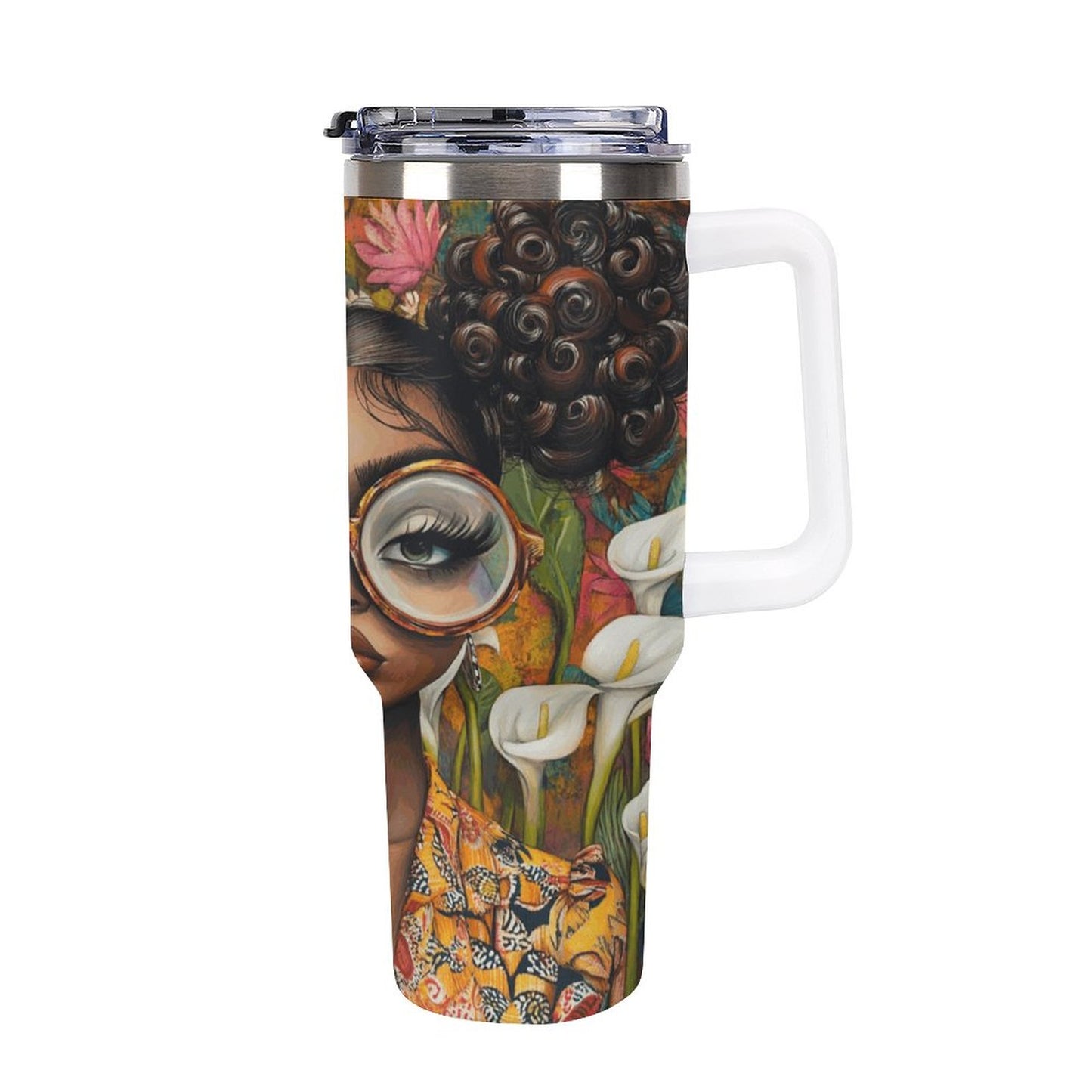 40oz Insulated Tumbler with Handle and Straw