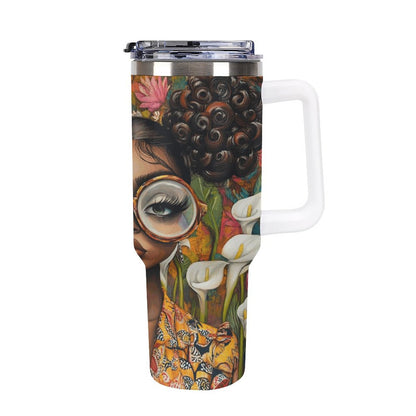 40oz Insulated Tumbler with Handle and Straw