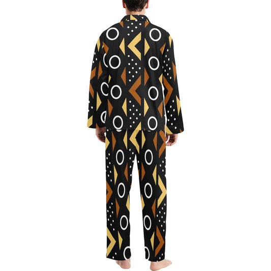 Afrocentric Pattern Men's Pajama Set Men's V-Neck Long Pajama Set