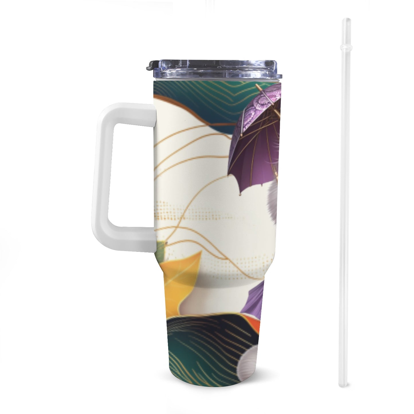 Pet 40 oz Tumbler With White Handle 40oz Tumbler with White Handle