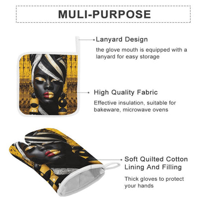 Oven Mitts & Pot Holder Set of 3 (Multi-image Splicing)