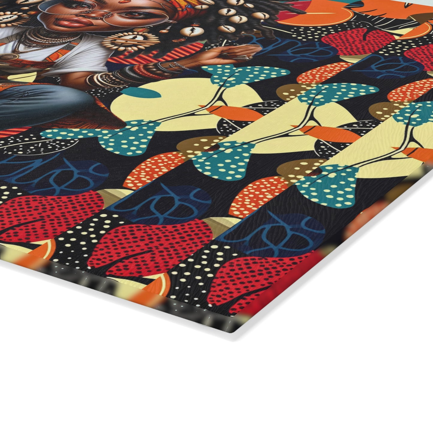 Glass Cutting Board, Afrocentric Kitchen Decor, Ankara Pattern Glass Board, Ethnic Design Cheese Board, Unique Housewarming Gift