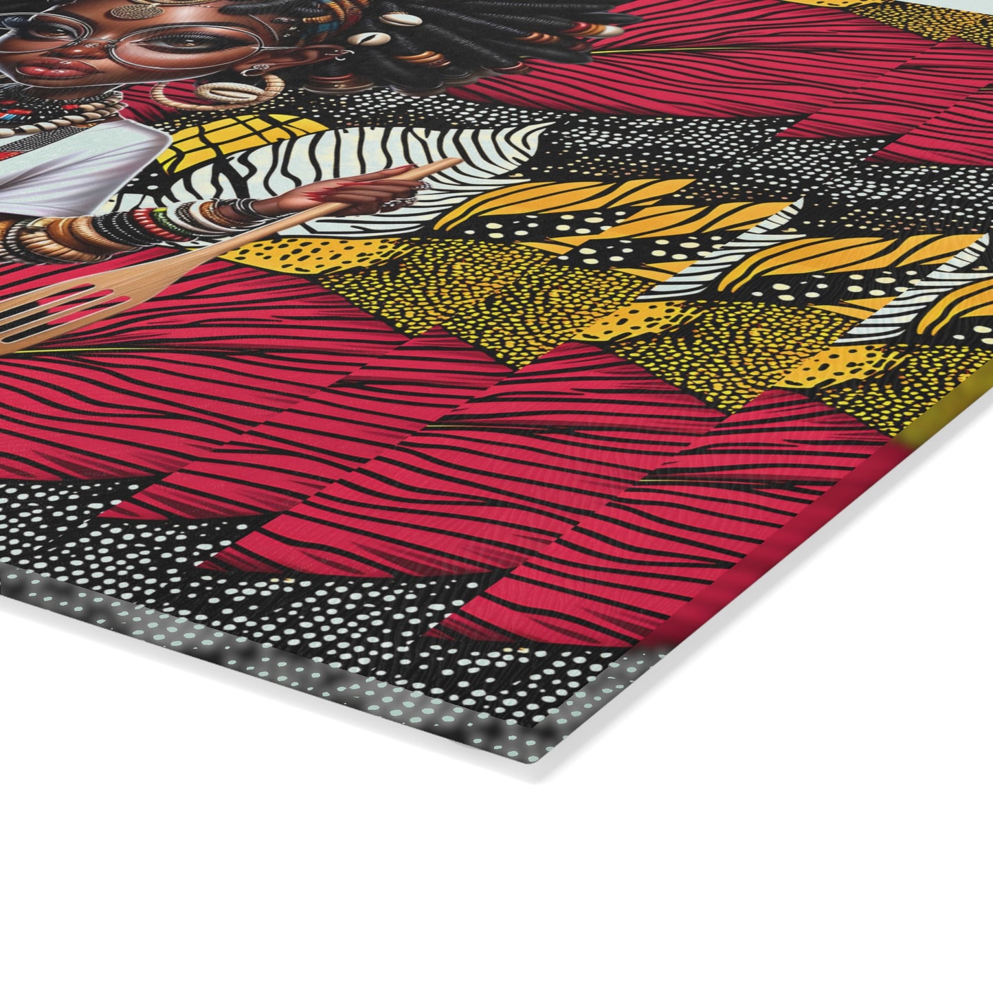 Glass Cutting Board, Afrocentric Kitchen Decor, Ankara Pattern Glass Board, Ethnic Design Cheese Board, Unique Housewarming Gift