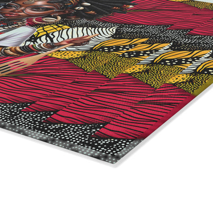 Glass Cutting Board, Afrocentric Kitchen Decor, Ankara Pattern Glass Board, Ethnic Design Cheese Board, Unique Housewarming Gift