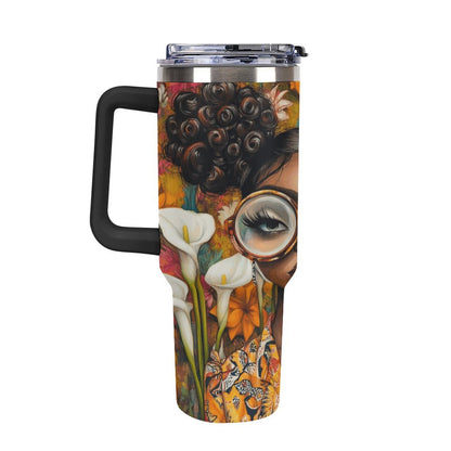 40oz Insulated Tumbler with Handle and Straw