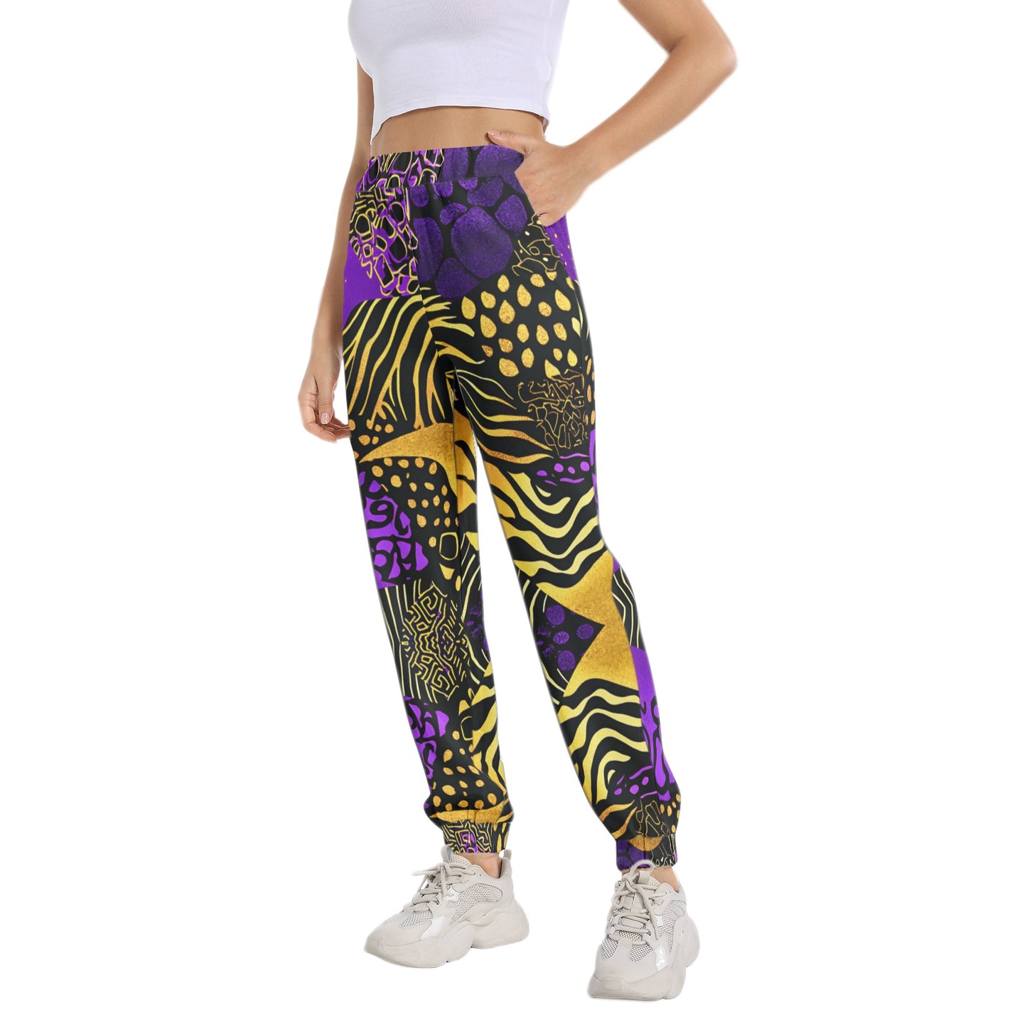 AfroCentric Zebra Pattern Elastic Waist Tapered Sweatpant