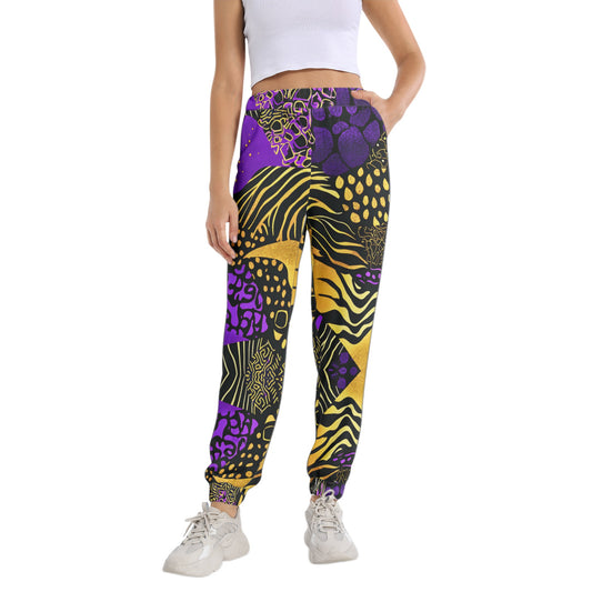 AfroCentric Zebra Pattern Elastic Waist Tapered Sweatpant
