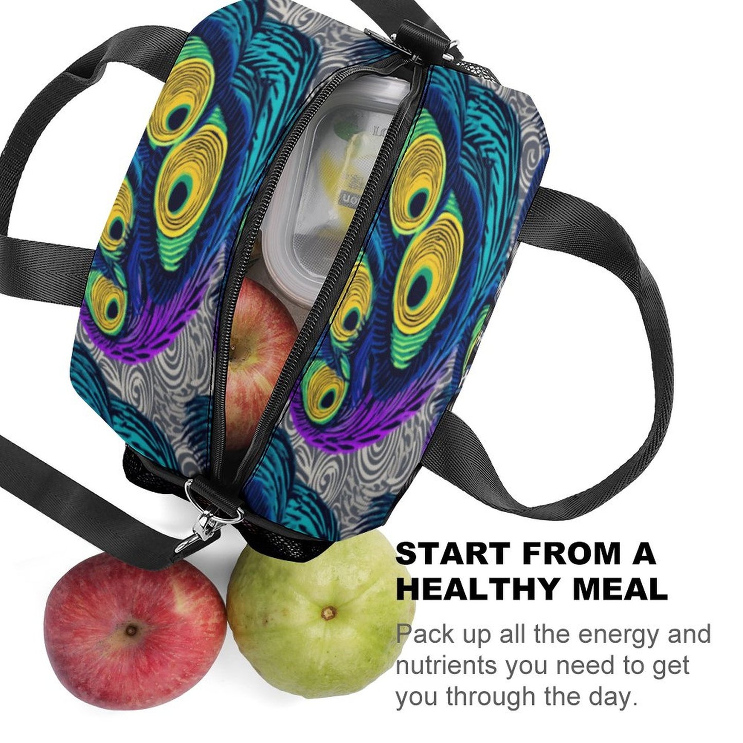 Insulated Lunch Crossbody Bag with Strap for Office School Picnic (All-Over Printing)