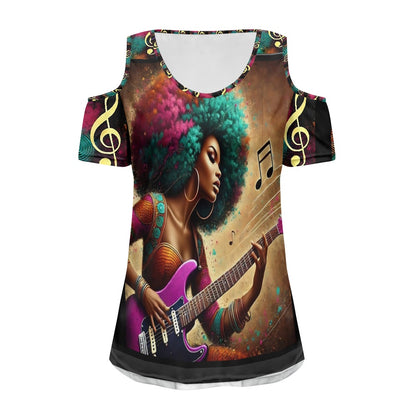 Off-the-shoulder short-sleeved T-shirt