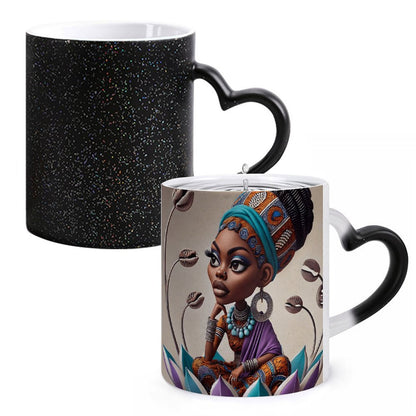 Thinking of a Master Plan Color Changing Cup Heart Handle Mug
