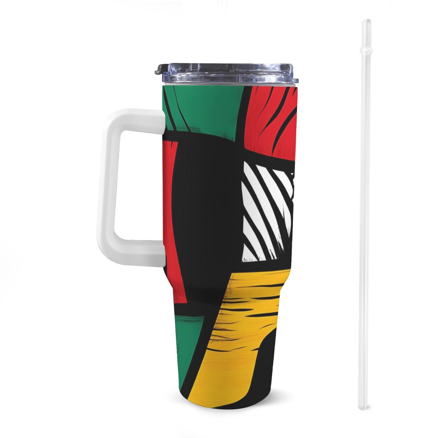 Geometric Pattern 40 0z Tumbler With White Handle 40oz Tumbler with White Handle