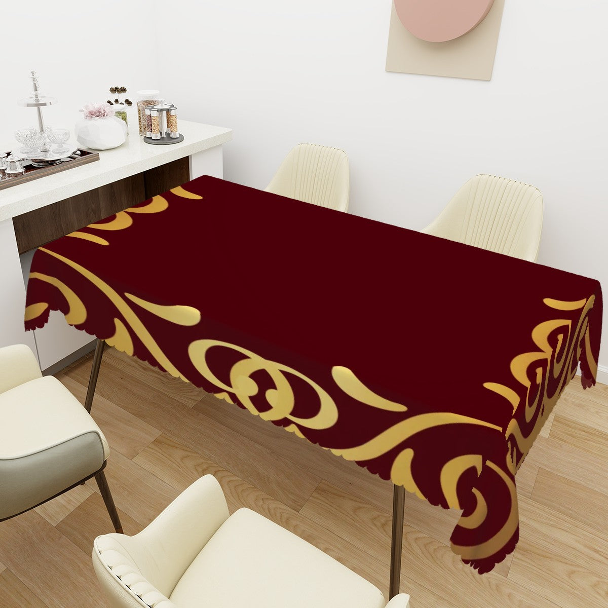 Special Occasion Rectangular Table Cloth with Wavy Edge