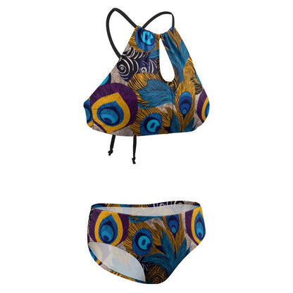 Women's Two piece Swimsuit with High Neck Halter Top BK2040 (All-Over Printing)
