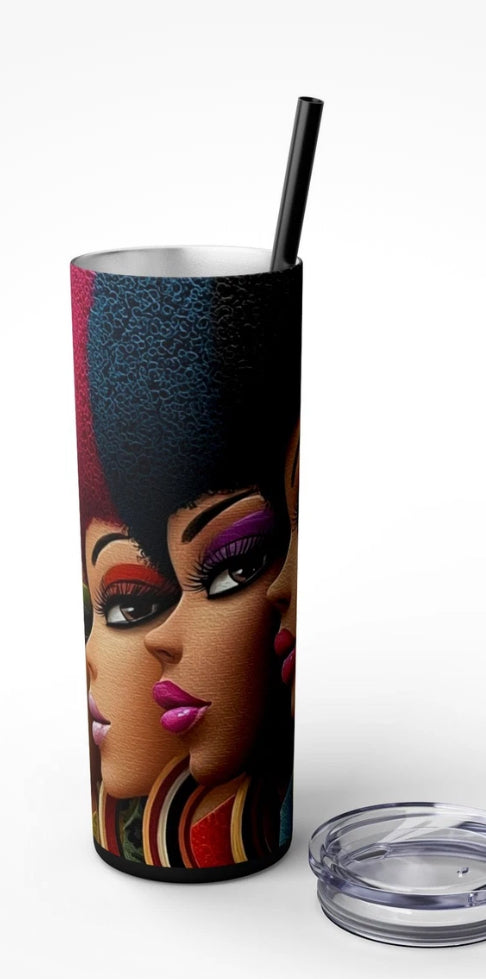 Vibrant Afro Art Tumbler, Colorful Drinkware, Gift for Her, Black Girl [...]