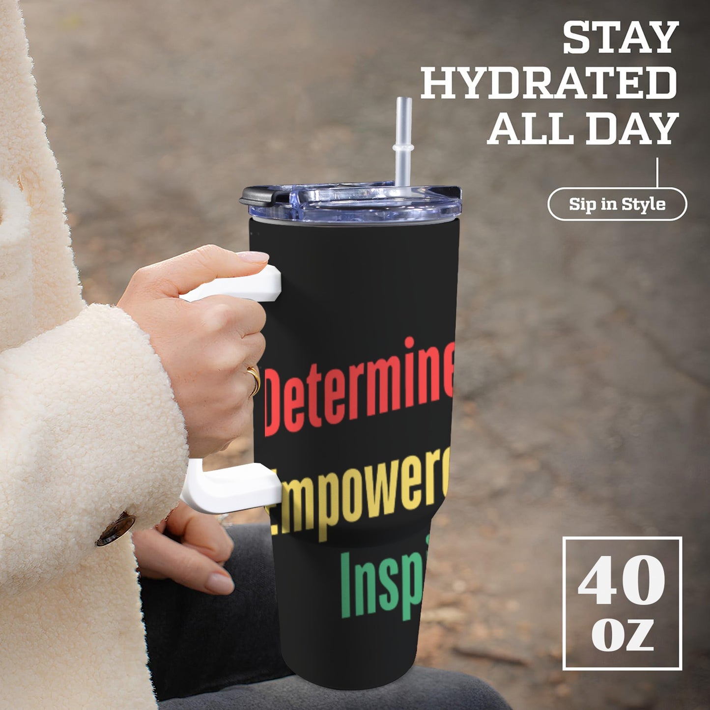 DEI 40 oz Tumbler With White Handler 40oz Tumbler with White Handle