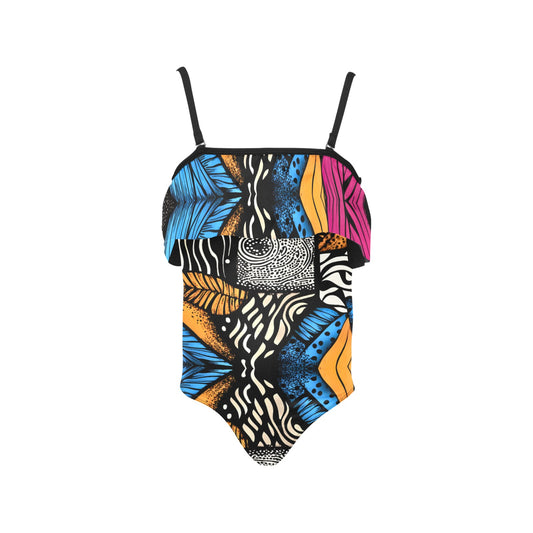 Kids' Spaghetti Strap Ruffle Swimsuit (S26)