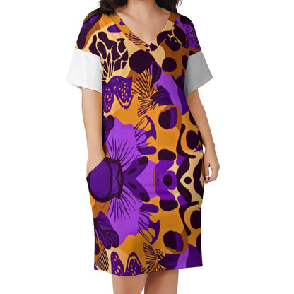 V-Neck Baggy Dress with Pocket LQ