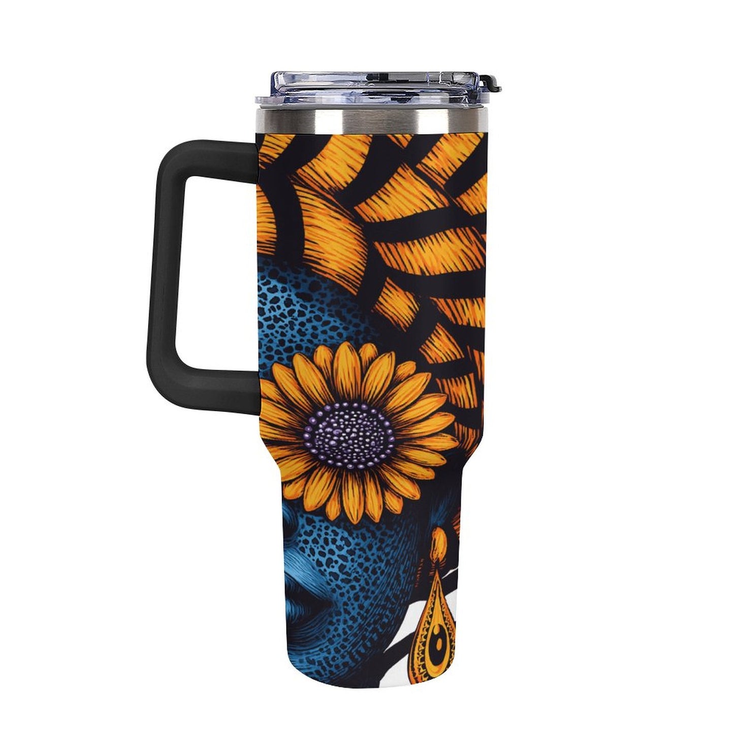 Afrocentric 40oz Insulated Tumbler with Handle and Straw