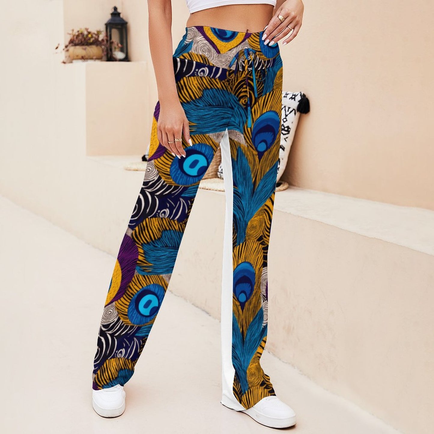 Personalized Drawstring Yoga PantsxP with Straight Baggy (All-Over Printing)