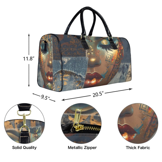 Embracing Serenity Travel Bag Large Capacity Travel Bag-Large (Black Short Patch) (1737)