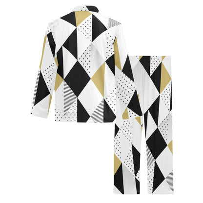 Abstract Seamless Pattern with Triangles Men's Pajama Set Men's V-Neck Long Pajama Set