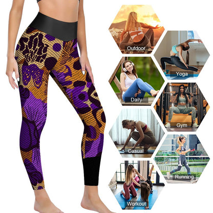 Custom Printed Honeycomb Textured Yoga Pants for Women (All-Over Printing)