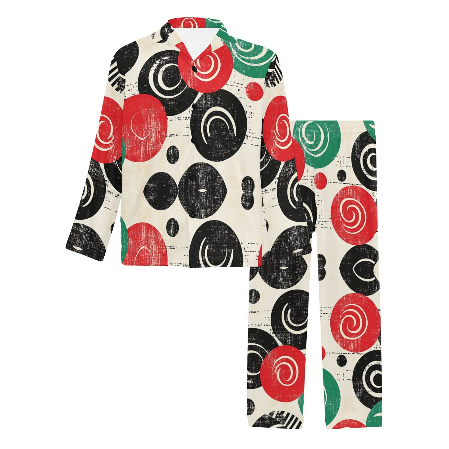 Geometric Pattern Men's Pajama Set Men's V-Neck Long Pajama Set