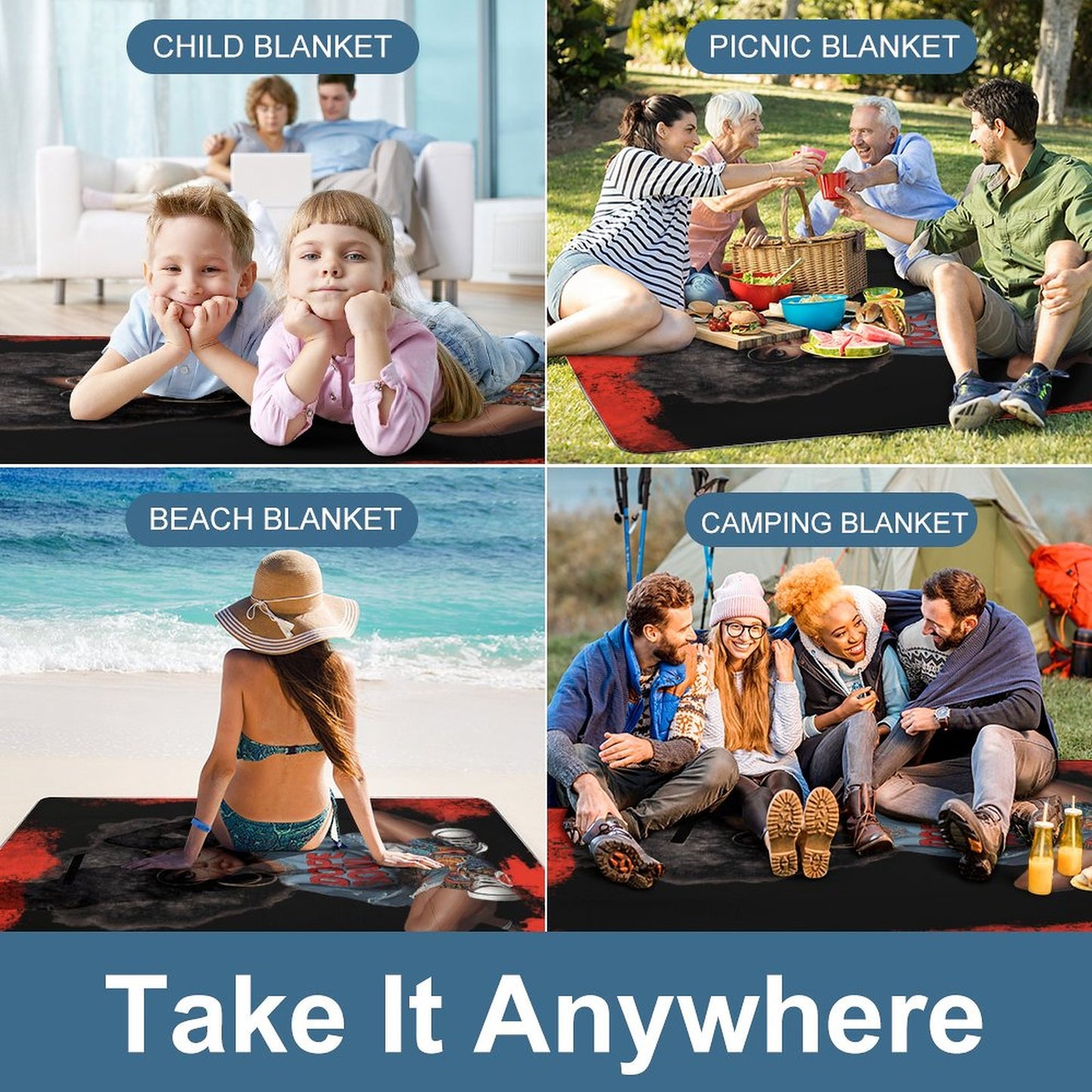 Dope Soul Square Picnic Mat Q003-58.3”x58.3”-58.3”x58.3”/148x148cm