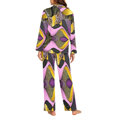 Turn down neck pajamas set for woman