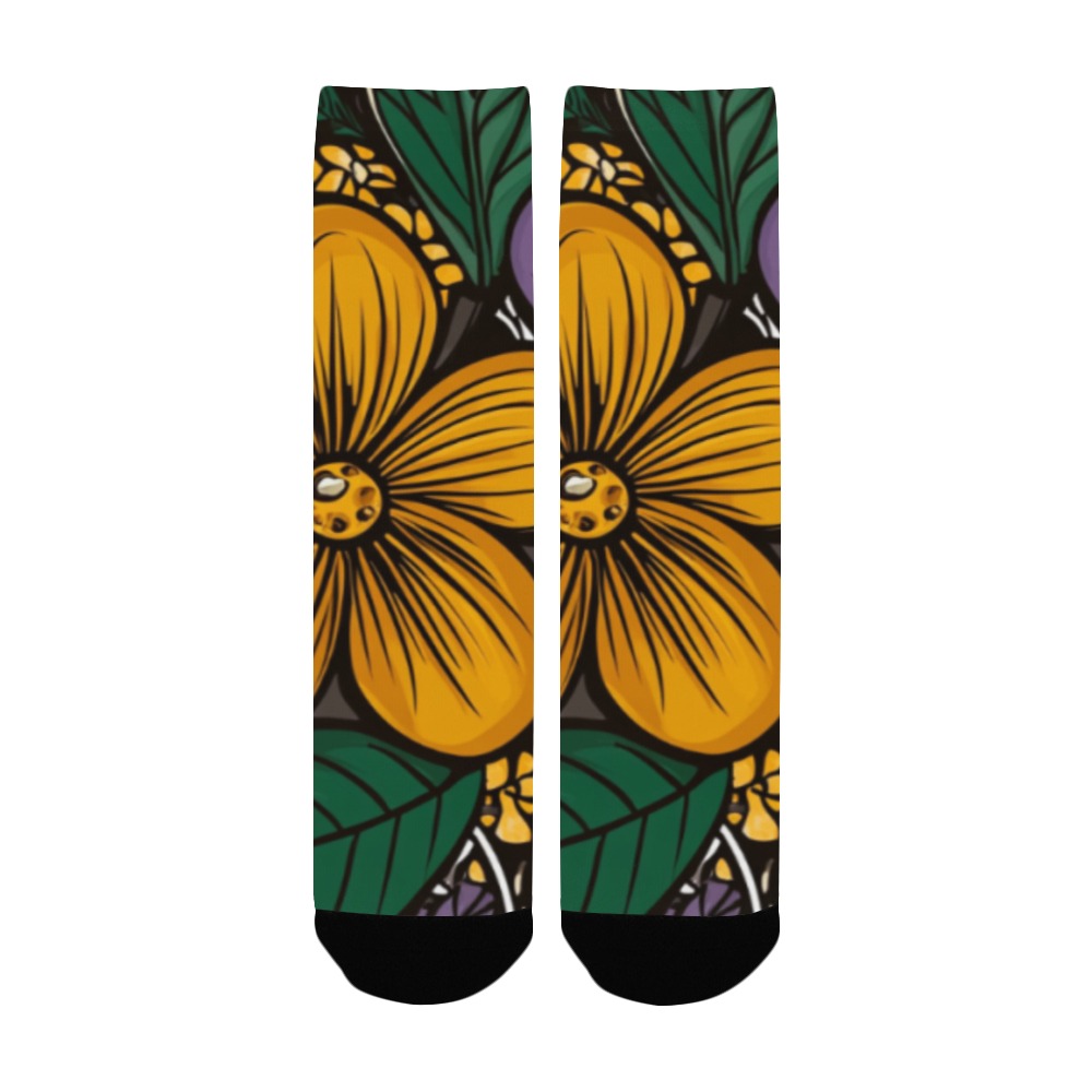Geometric and Floral Pattern Men's Socks Women's Custom Socks