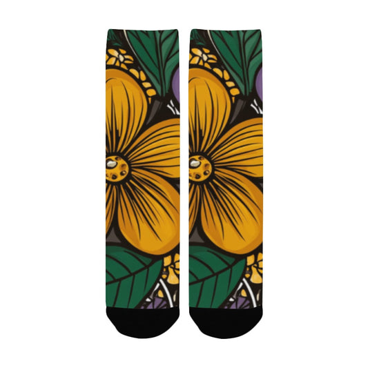 Geometric and Floral Pattern Men's Socks Women's Custom Socks