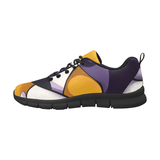 Purple and Gold Geometric Pattern Mens Breathable Sneakers Men's Breathable Running Shoes (Model 055)
