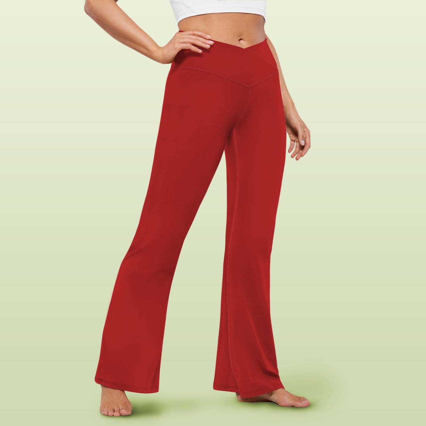 Burnish Women's High Waist Crossover Tummy Control Flare Leggings High Waist Crossover Tummy Control Flare Leggings
