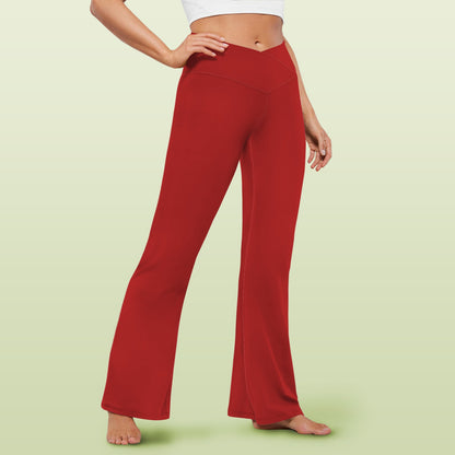 Burnish Women's High Waist Crossover Tummy Control Flare Leggings High Waist Crossover Tummy Control Flare Leggings