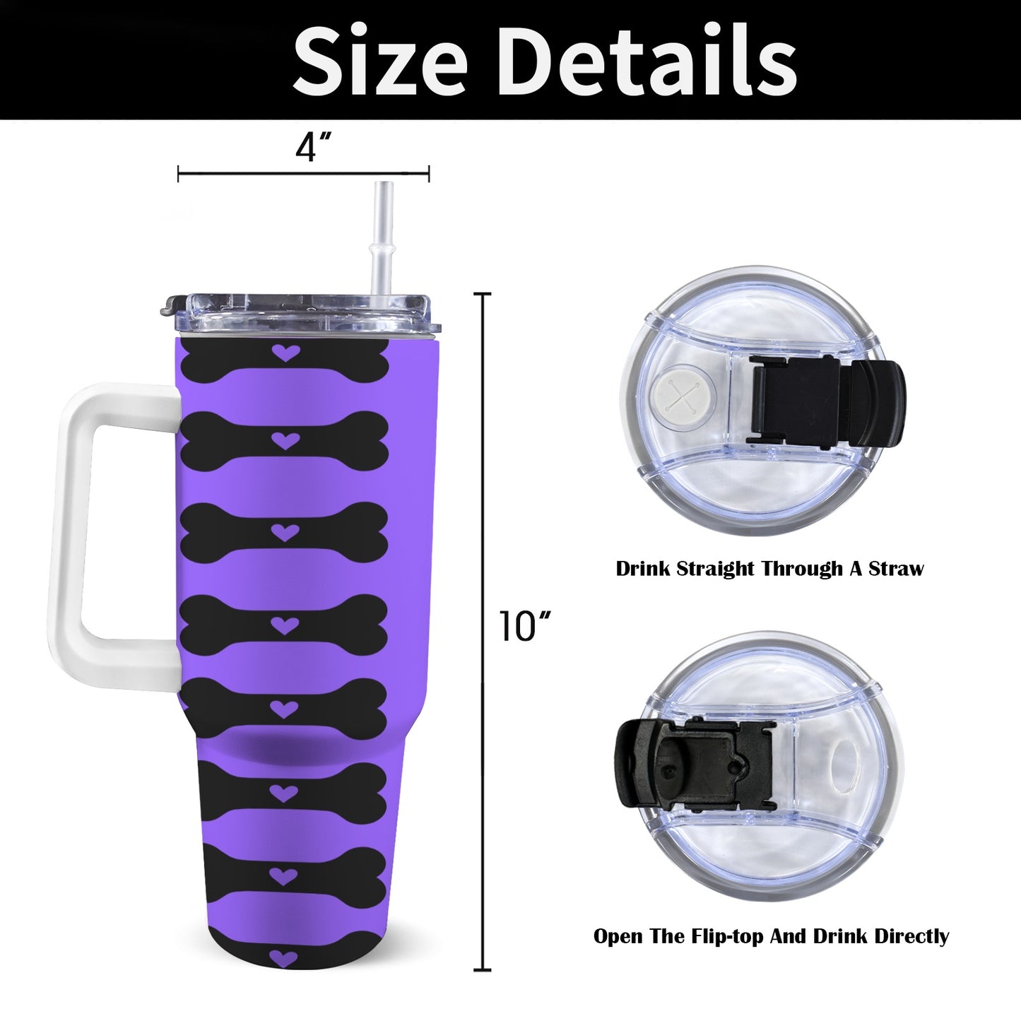 Pet 40 oz Tumbler With White Handle 40oz Tumbler with White Handle