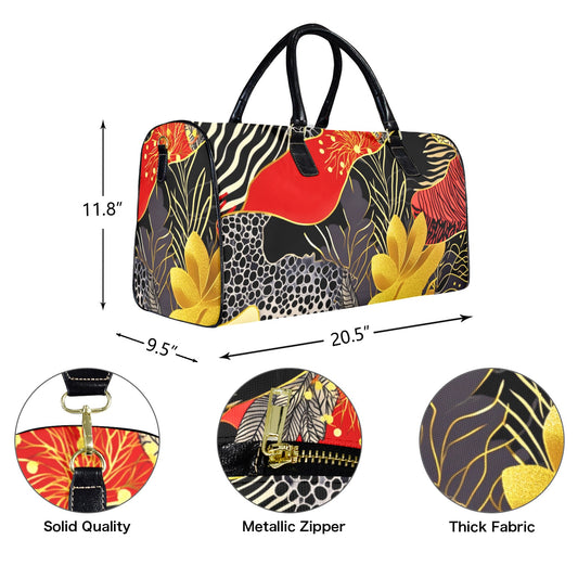 Golden Zebra Pattern Travel Bag Large Capacity Travel Bag-Large (Black Short Patch) (1737)