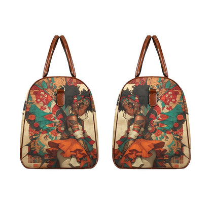 AfroCentric Butterfly Winged Ballerinas Large Capacity Travel Bag-Large (Brown Short Patch) (1737) Large Capacity Travel Bag-Large (Brown Short Patch) (1737)