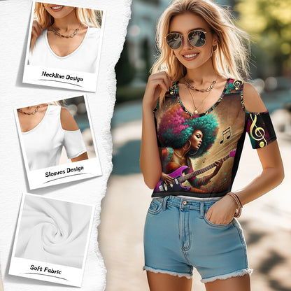 Off-the-shoulder short-sleeved T-shirt