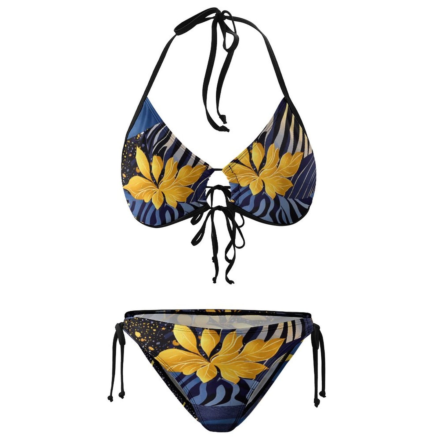 Plus Size Halter Tie Front Bikini Set BK2059 (All-Over Printing)