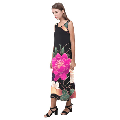 Floral Pattern Sleeveless Dress Phaedra Sleeveless Open Fork Long Dress (Model D08)