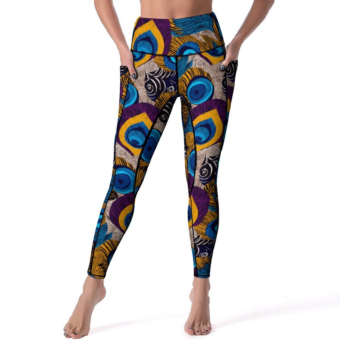 Custom Print Patterned Yoga Pants with 2 Pockets (All-Over Printing)