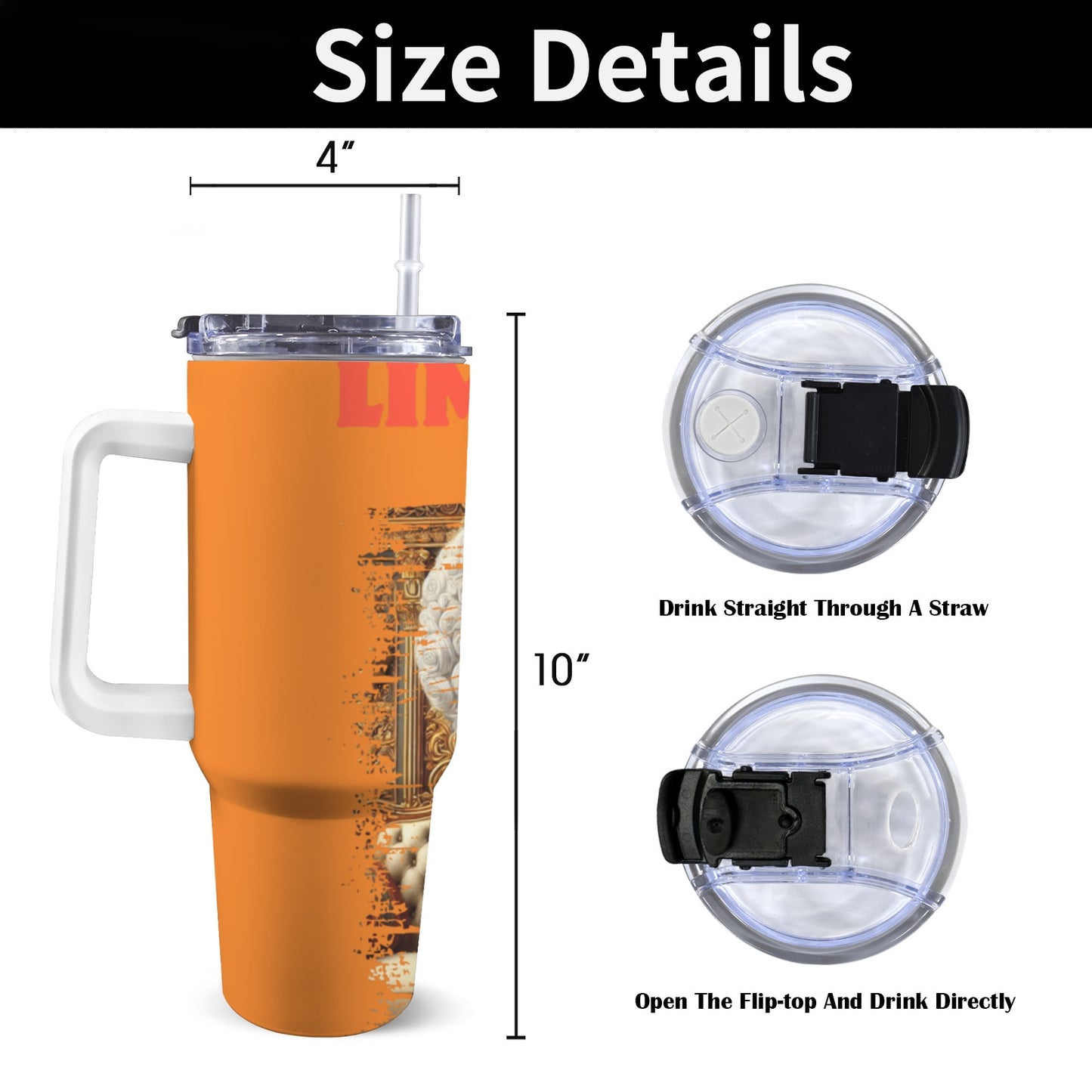 Limitless and Bold 40 oz Tumbler With White Handle 40oz Tumbler with White Handle
