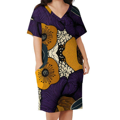 Floral Pattern Loose Pocket Dress