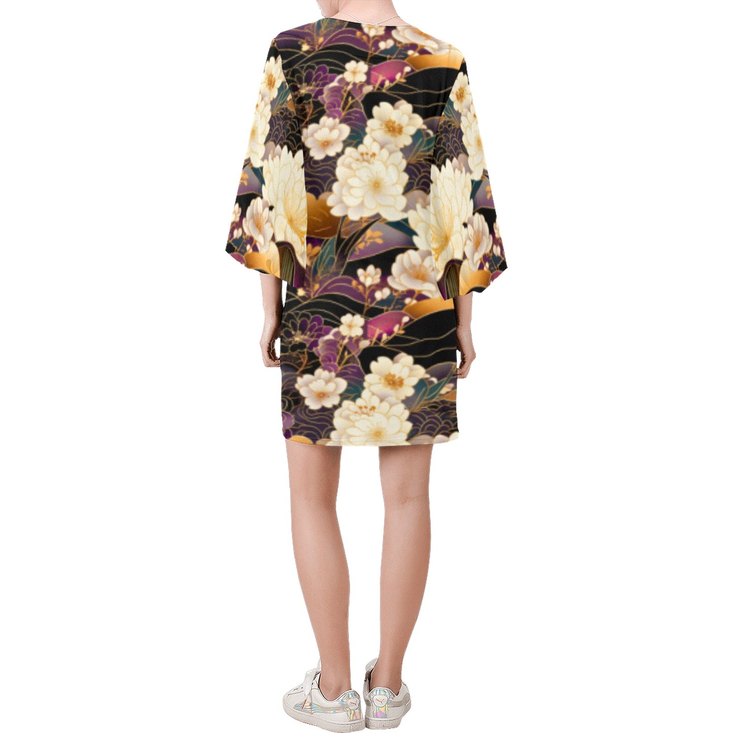 Floral Bell Sleeve Dress Bell Sleeve Dress (Model D52)
