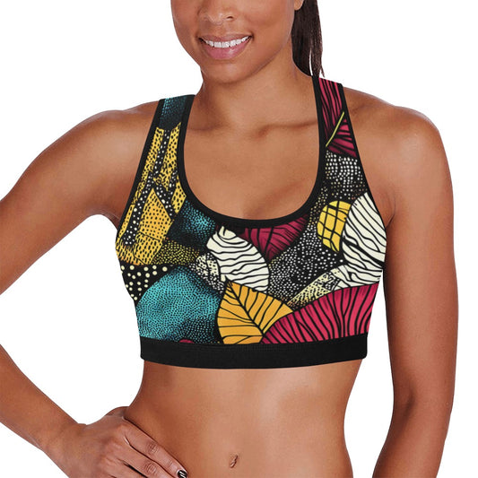 Colorful Floral Illustrated Flowers Sports Bra Women's All Over Print Sports Bra (Model T52)