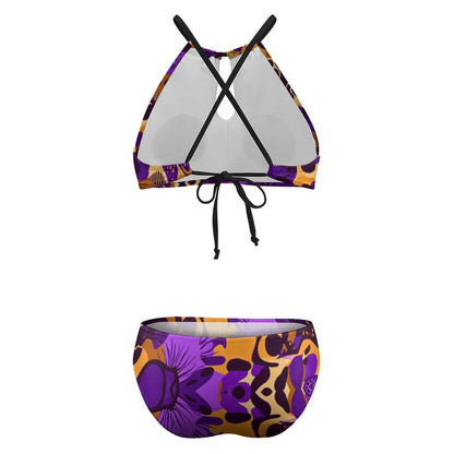 Women's Two piece Swimsuit with High Neck Halter Top BK2040 (All-Over Printing)