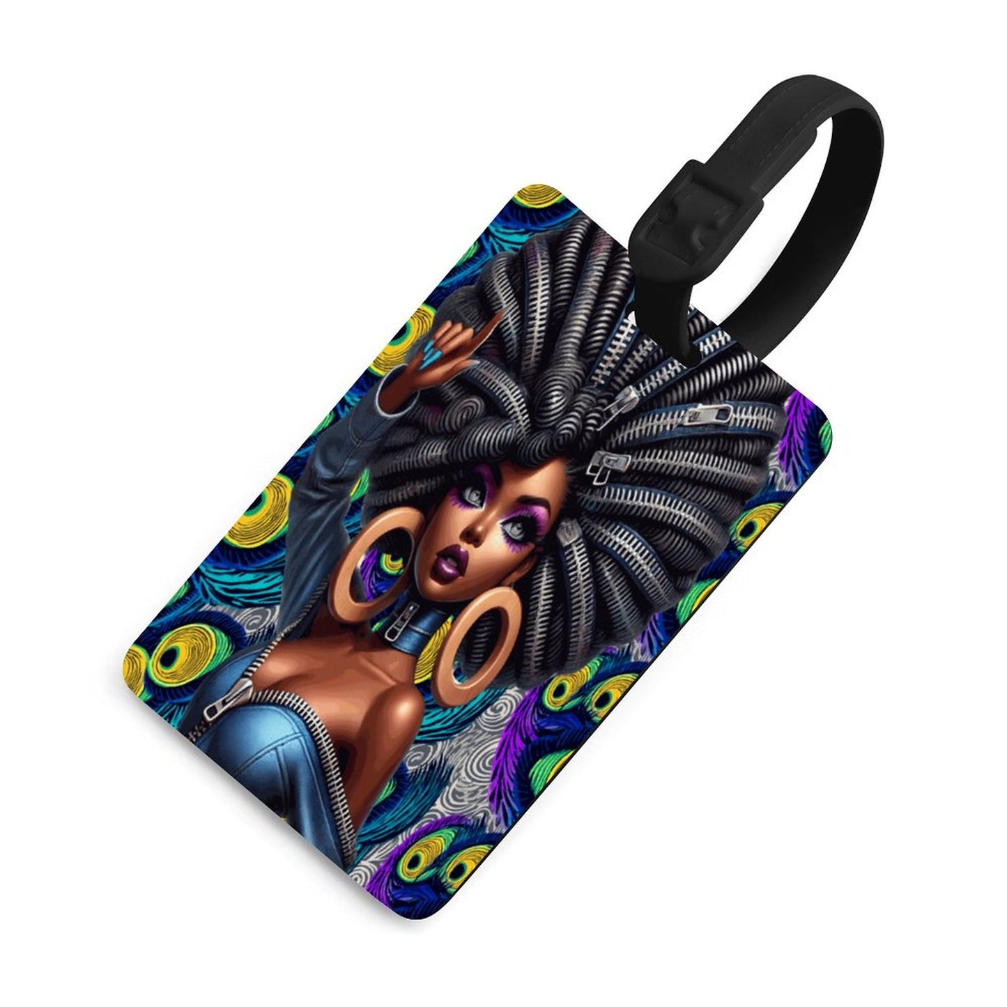 Full-Printed Luggage Tag with Black Hanging Loop