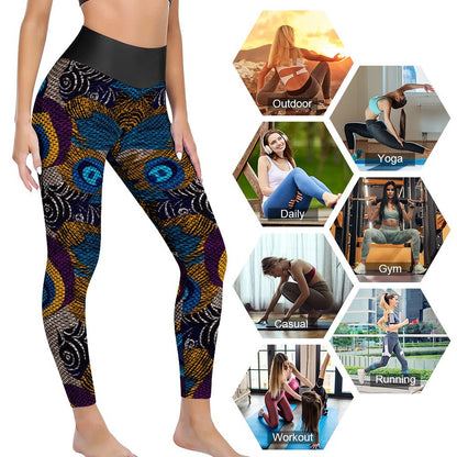 Custom Printed Honeycomb Textured Yoga Pants for Women (All-Over Printing)