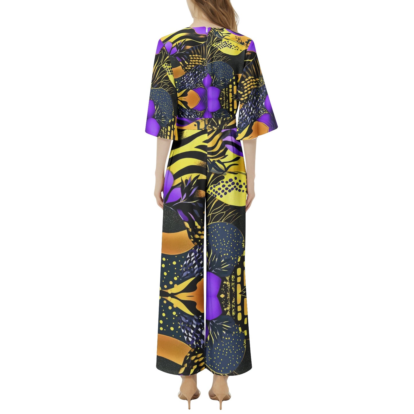 Dolman Sleeve Belted Wide Leg Jumpsuit