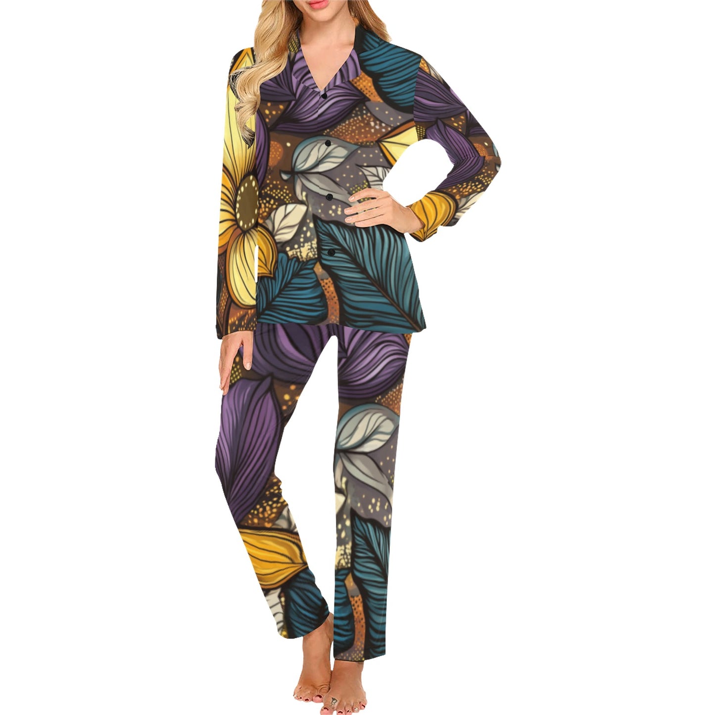 Floral Pattern Women's Pajama Set Women's Long Pajama Set